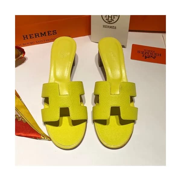 Hermes 2019 Ladies Oasis Leather Middle Heel Slipp… - 1