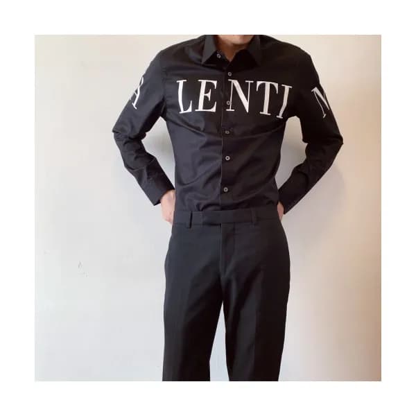 Valentino 2019 Mens Logo Slim Fit Silket Shirt - 발… - 1
