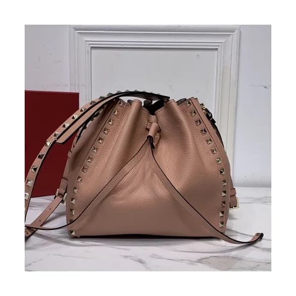 Valentino 2020 Garavani Rockstud Leather Bucket Sh… - 1