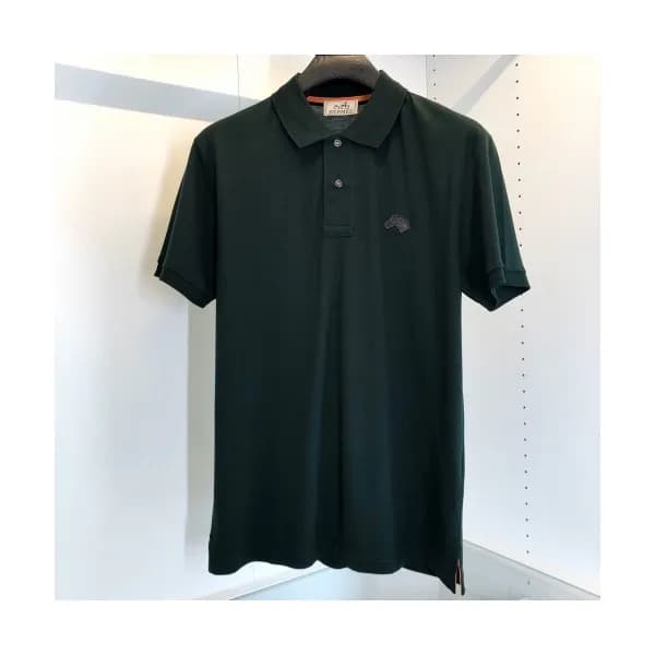 Hermes 2020 Mens Crew-neck Silket Short Sleeved Po… - 1