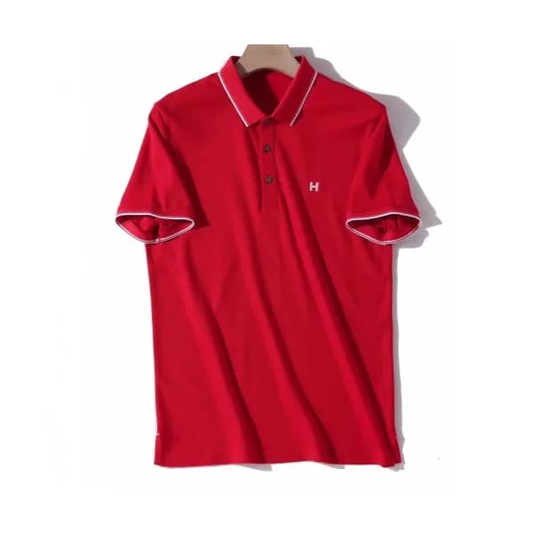 Hermes 2019 Mens Logo Cotton Polo Short Sleeved Ts… - 1