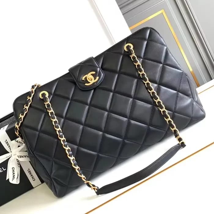 Chanel 2024 Womens Leather Chain Tote Shoulder Bag… - 1