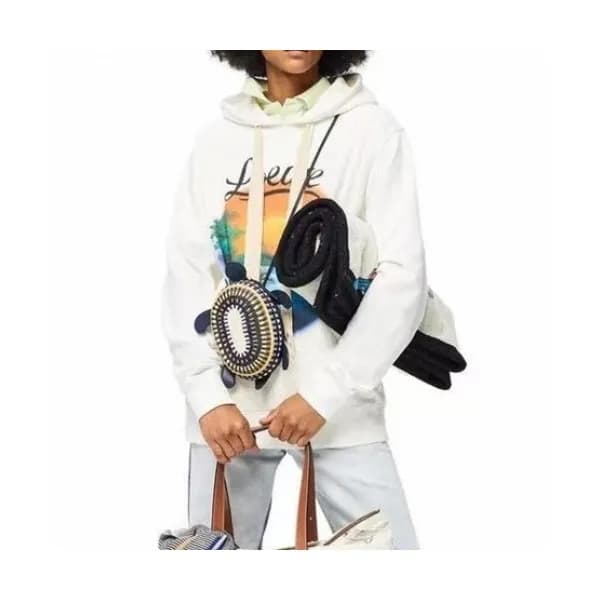 Loewe Mens Logo Casual Cotton Oversize Hoodie Ivo… - 1