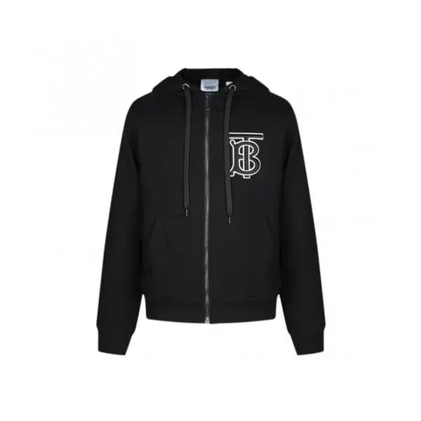 Burberry Mens Logo Casual Cotton Hoodie Black - 버버… - 1