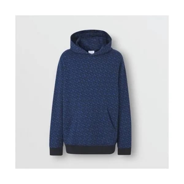 Burberry Mens Logo Casual Cotton Hoodie Blue - 버버리… - 1