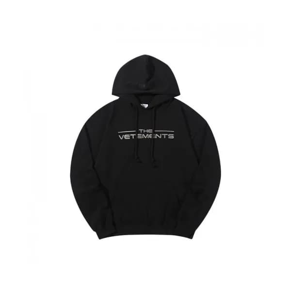 Vetements Mm/Wm Logo Oversize Cotton Hoodie Black… - 1
