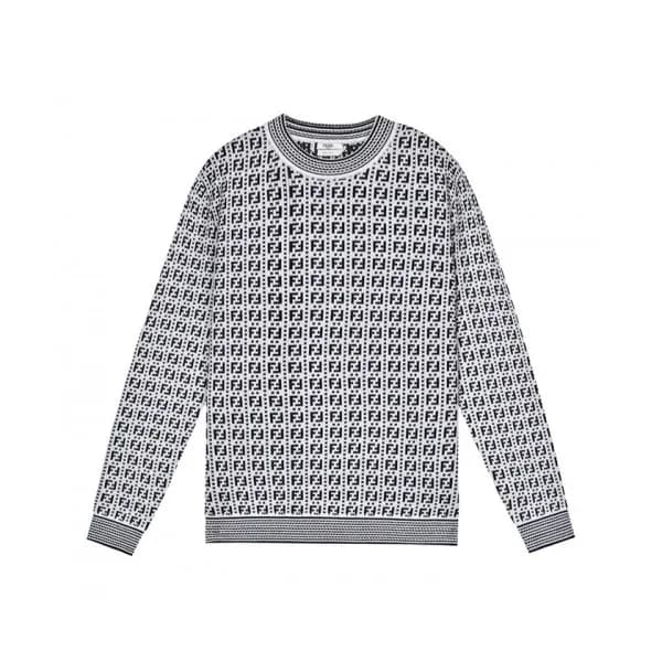 Fendi Mens Logo Crew-neck Sweaters Black - 펜디 202… - 1