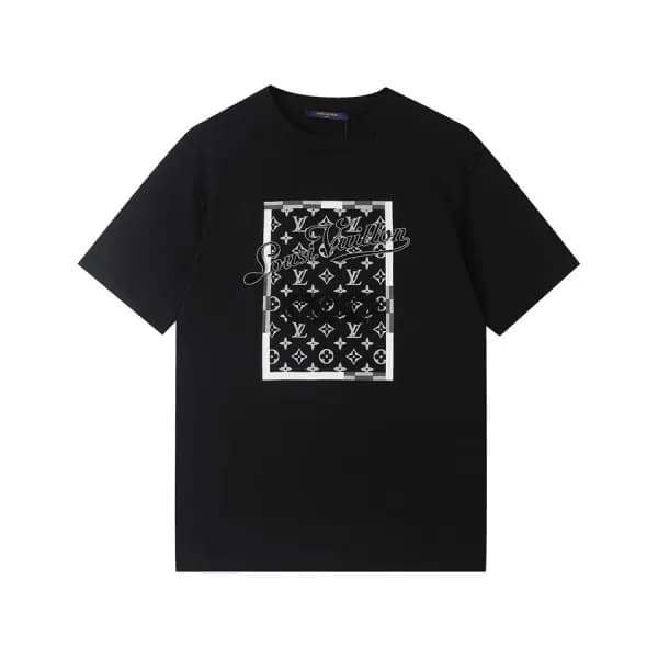 루이비통 남성 블랙 크루넥 반팔티 - Mens Black Tshirts - lou04189… - 1
