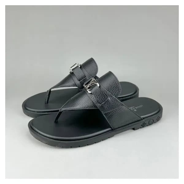 루이비통 남성 이니셜 블랙 슬리퍼 - Mens Black Slippers - lou0424… - 1