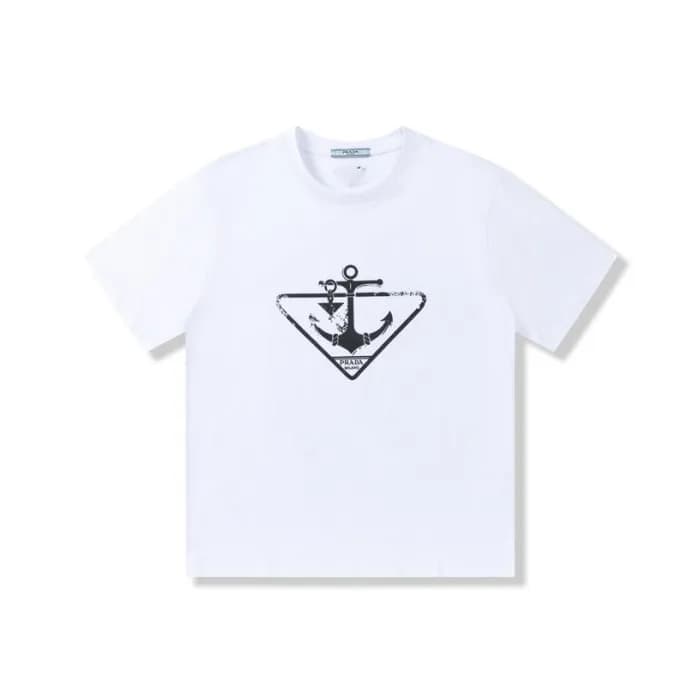프라다 남성 크루넥 화이트 반팔티 - Mens White Tshirts - Pra02704… - 1