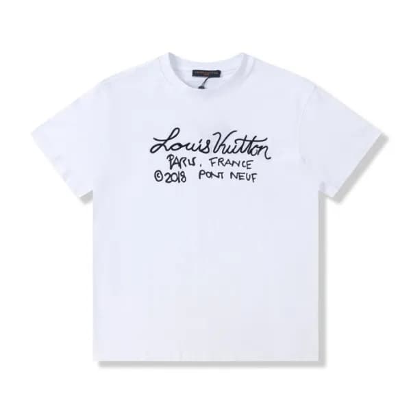 루이비통 남/녀 화이트 크루넥 반팔티 - Unisex White Tshirts - lou0… - 1