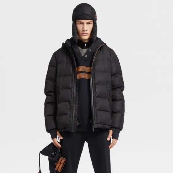 에르메네질도 제냐 남성 구스다운 블랙 패딩 - Ermenegildo Zegna Mens B… - 1