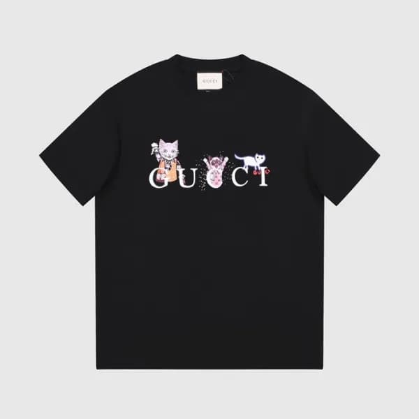 구찌 남/녀 블랙 크루넥 반팔티 - Gucci Unisex Black Tshirts - g… - 1