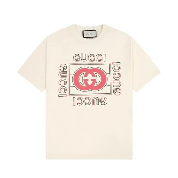 구찌 남/녀 아이보리 크루넥 반팔티 - Gucci Unisex Ivory Tshirts -… - 1