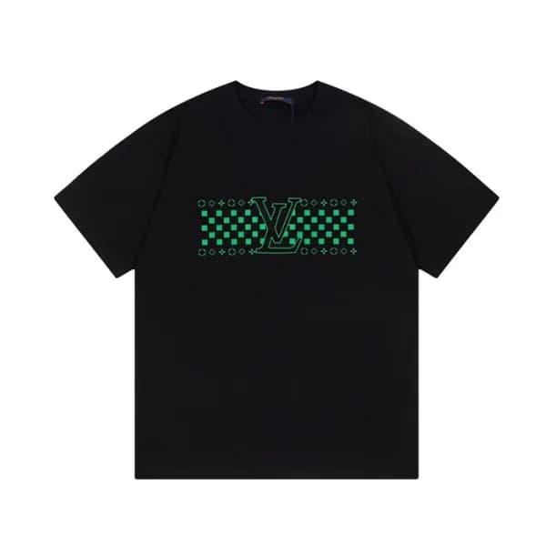 루이비통 남성 블랙 크루넥 반팔티 - Louis vuitton Mens Black Shor… - 1