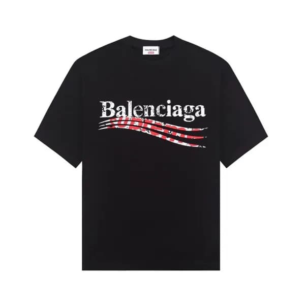 발렌시아가 남성 크루넥 블랙 반팔티 - Balenciaga Mens Black Short … - 1