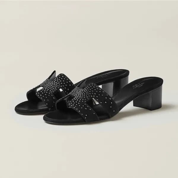 에르메스 여성 블랙 오아시스 - Hermes Womens Black Slipper - he… - 1