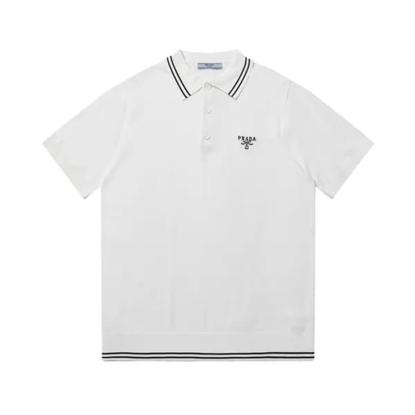 프라다 남성 화이트 폴로 반팔티 - Prada Mens White Short sleeved… - 1