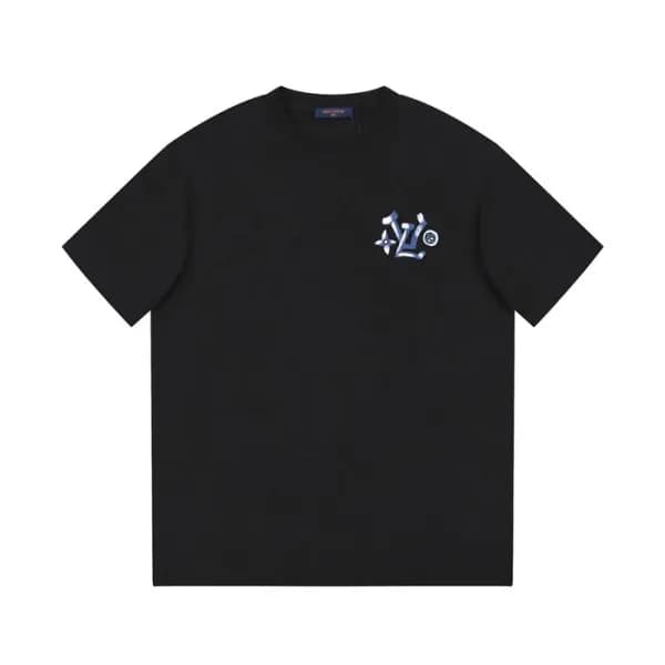 루이비통 남성 블랙 크루넥 반팔티 - Louis vuitton Mens Black Shor… - 1