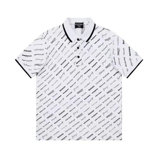 발렌시아가 남성 화이트 폴로 반팔티 - Balenciaga Mens White Short … - 1