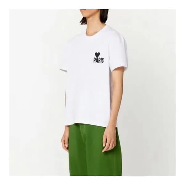 아미 여성 크루넥 화이트 반팔티 - Ami Womens White Short sleeved… - 1