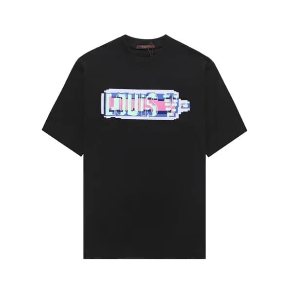 루이비통 남성 블랙 크루넥 반팔티 - Louis vuitton Mens Black Shor… - 1
