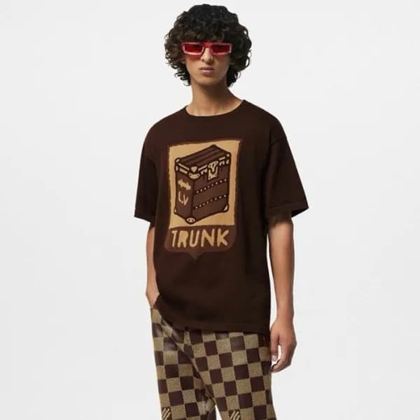 루이비통 남성 크루넥 브라운 반팔티 - Louis vuitton Mens Brown Sho… - 1