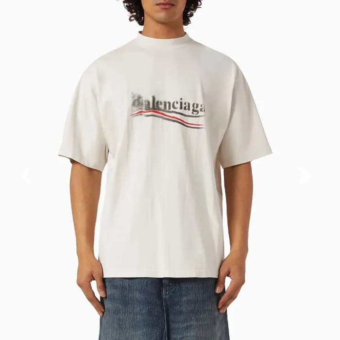 발렌시아가 남성 화이트 반팔티 - Balenciaga Mens White Tshirts -… - 1