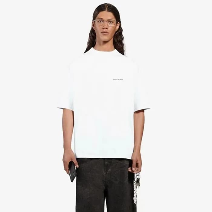 발렌시아가 남성 화이트 반팔 티셔츠 - Balenciaga Mens White Tshirt… - 1