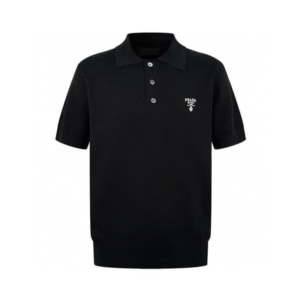 프라다 남성 블랙 폴로 반팔티 - Prada Mens Black Tshirts - prc8… - 1
