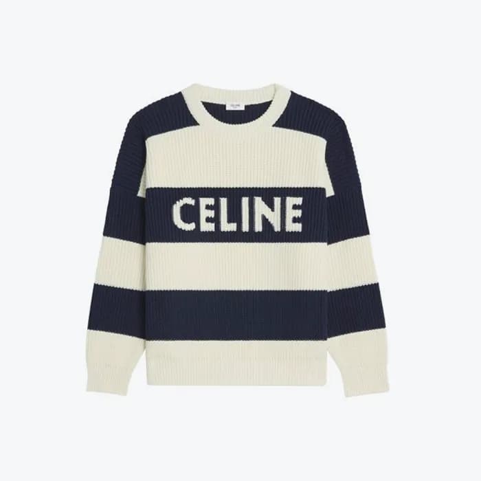 셀린느 남성 크루넥 화이트 니트 - Celine Mens White Knits - cec2… - 1