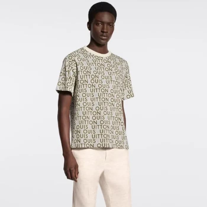 루이비통 남성 자카드 시그니처 반팔 크루넥 - Louis vuitton Mens Jacqu… - 1