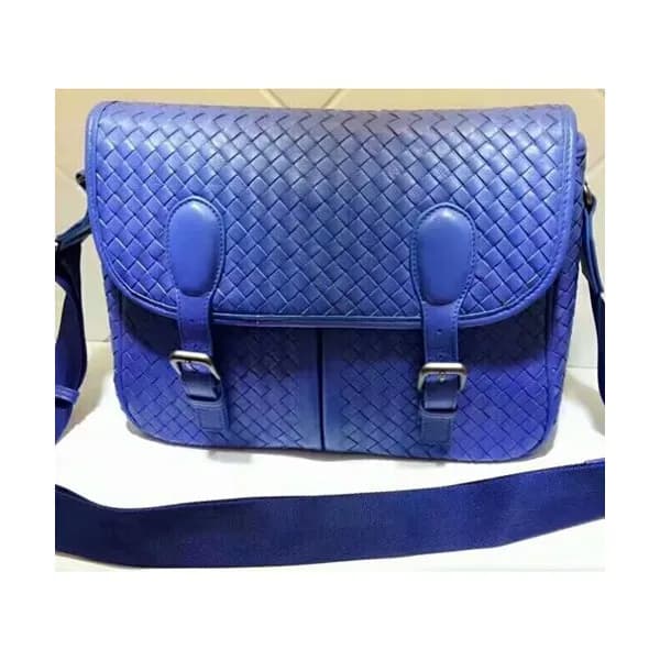 Bottega Veneta Leather Blue Shoulder Bag,30cm - 보테… - 1