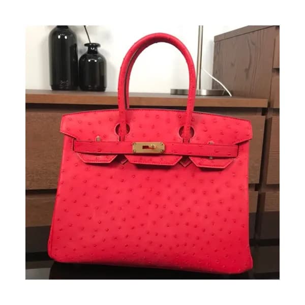 Hermes Birkin Ostrich Leather Tote Shoulder Bag ,3… - 1