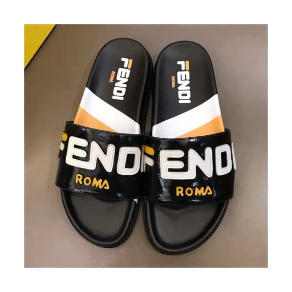 Fendi 2019 Mens Logo Leather Slipper - 펜디 남성 로고 레더… - 1