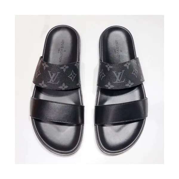 Louis Vuitton 2019 Mens Initial Logo Leather Slipp… - 1