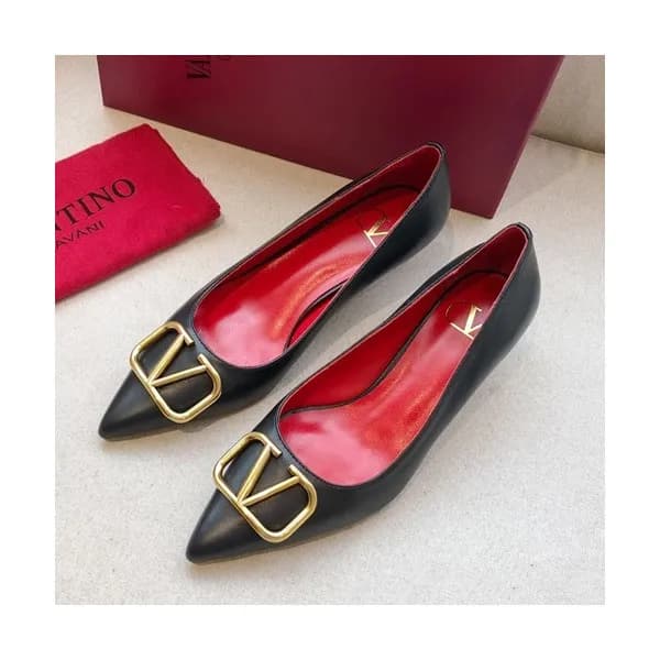 Valentino 2019 Ladies Leather Pumps Middle Heel - … - 1