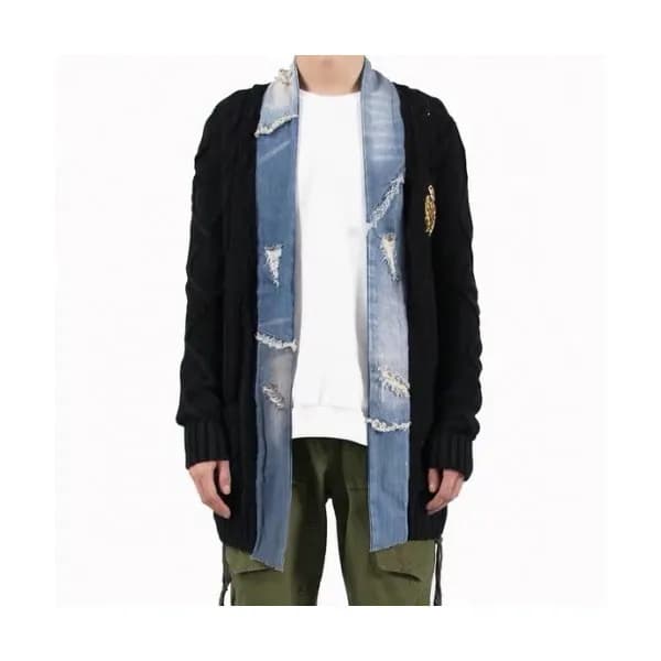 Greg Lauren Unisex Trendy Denim Sweaters - 그렉 로렌 남…