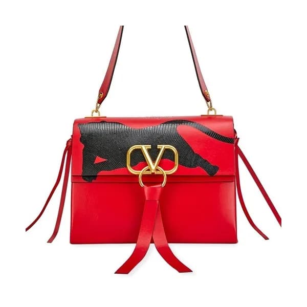 Valentino 2020 V-ring Large Leather Shoudler Bag,2… - 1