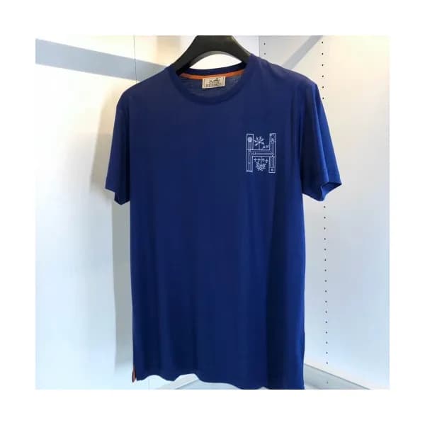 Hermes 2020 Mens Crew-neck Silket Short Sleeved Ts… - 1