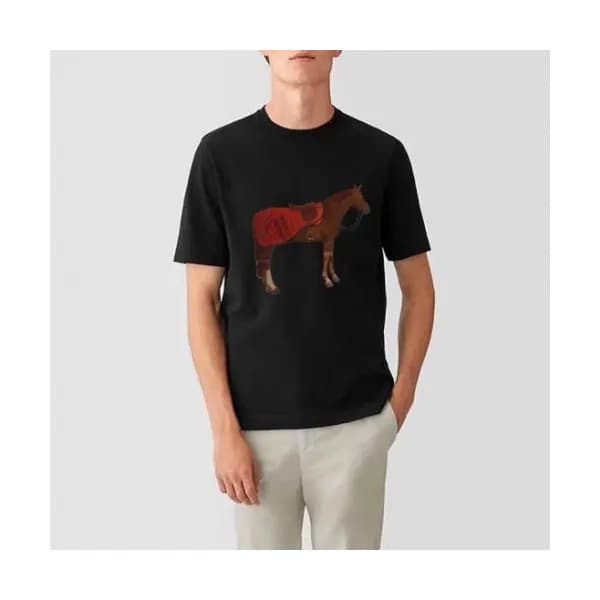 Hermes 2020 Mens Crew-neck Silket Short Sleeved Ts… - 1