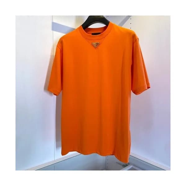 Prada Mens Basic Logo Short Sleeved Tshirts Orang… - 1