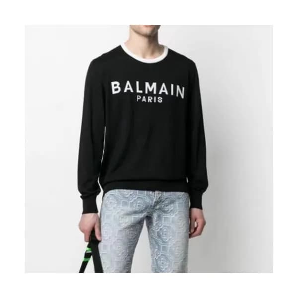 Balmain Mens Logo Sweaters Black - 발망 2021 남성 로고 … - 1