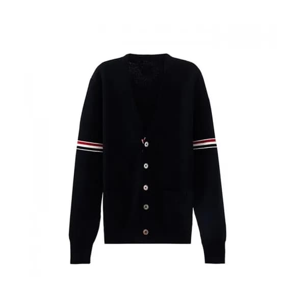 Thom Browne Mm/Wm Strap V-neck Cardigan Navy - 톰브… - 1