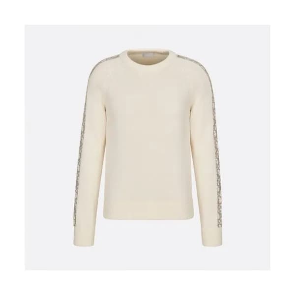 Dior Mm/Wm Retro Logo Crew-neck Sweaters Ivory - … - 1