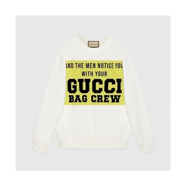 Gucci Mens Logo Crew-neck Cotton Tshirts Ivory … - 1