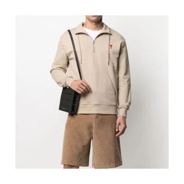 Ami Mens Logo Casual Cotton Man-to-man Beige - 아미 … - 1