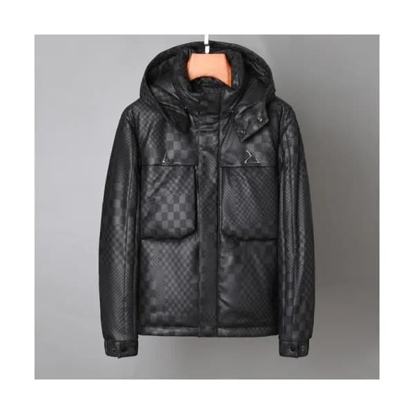 Louis vuitton Mens Logo Leather Jackets Black - 루… - 1
