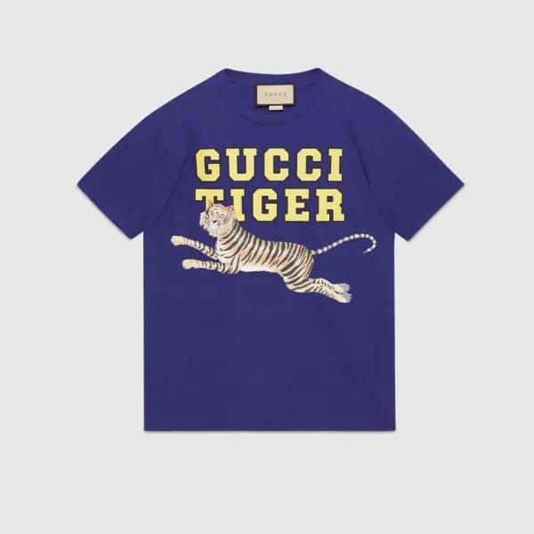 Gucci Unisex Logo Short Sleeved Tshirts Blue - 구찌… - 1