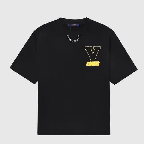 루이비통 남자 크루넥 블랙 반팔티 - Unisex Black Tshirts - lou039… - 1